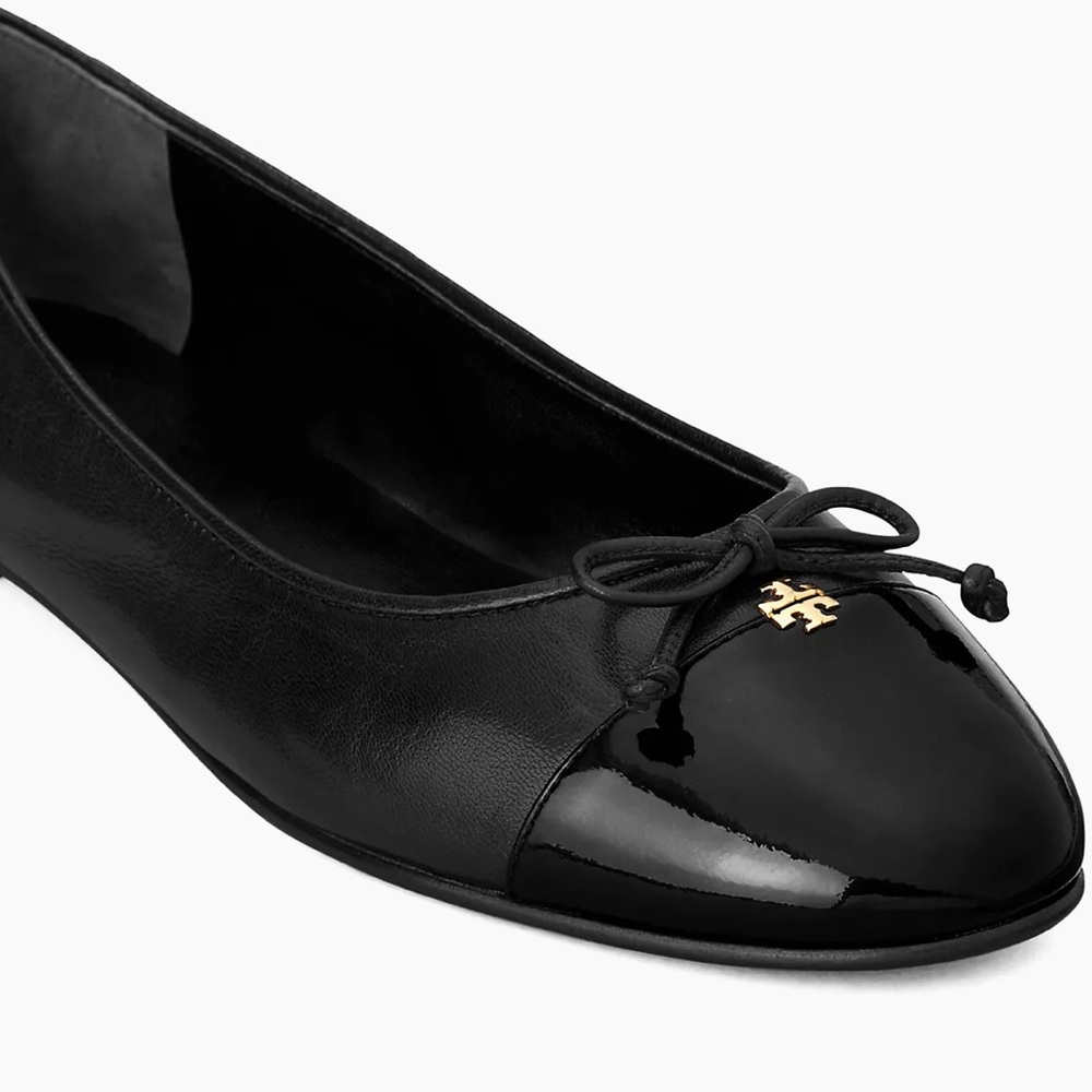 Tory Burch Black Leather Ballet Flats CAP-TOE BALLET size 11 gently used - Picture 2 of 15